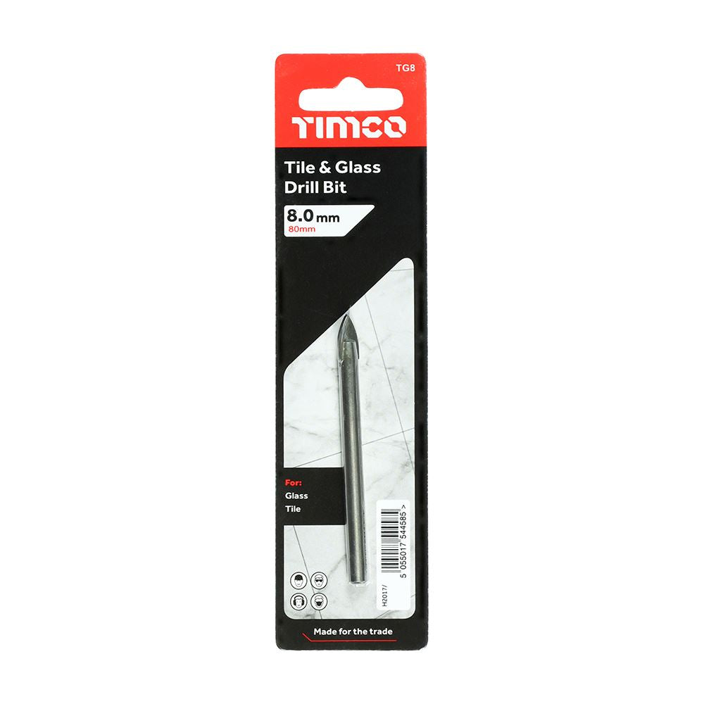 TIMCO Arrow Head Tile & Glass Bit 8.0mm Pack 1