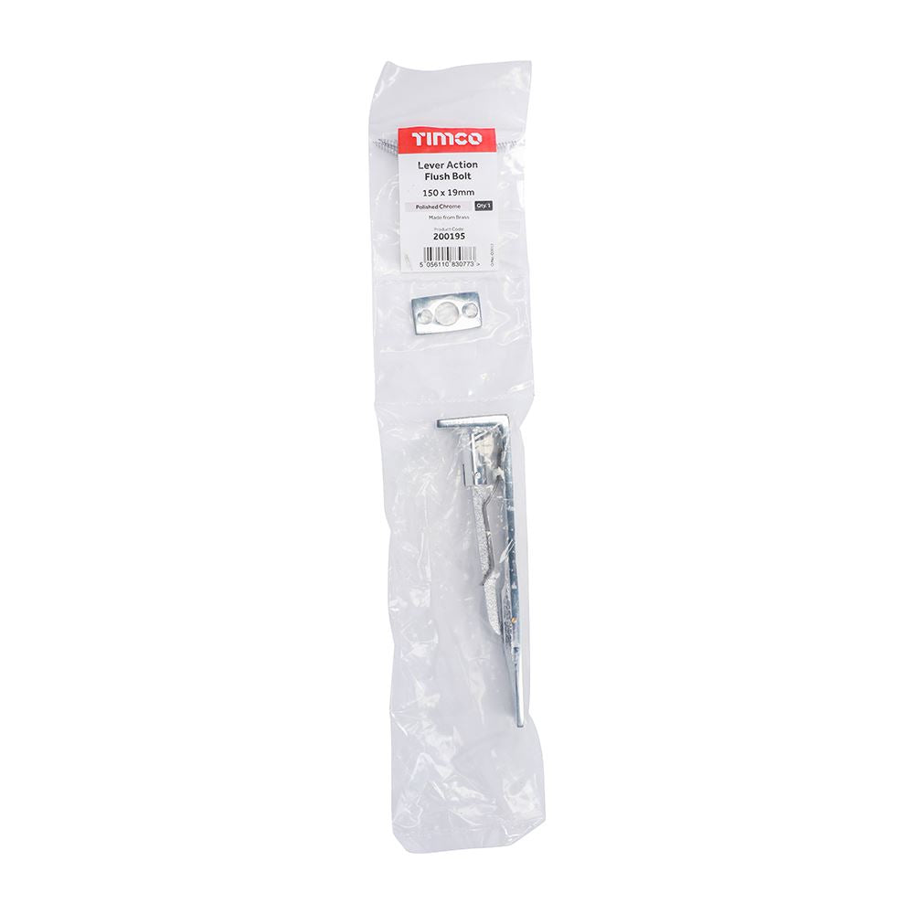 TIMCO Flush Bolt Pol. Chrome 150 x 19mm Pack 1