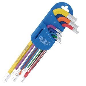 Draper L COLOUR HEX KEY SET 9PC 04905 Metric Multicolour Long Arm Hex Key Set (9 Piece)