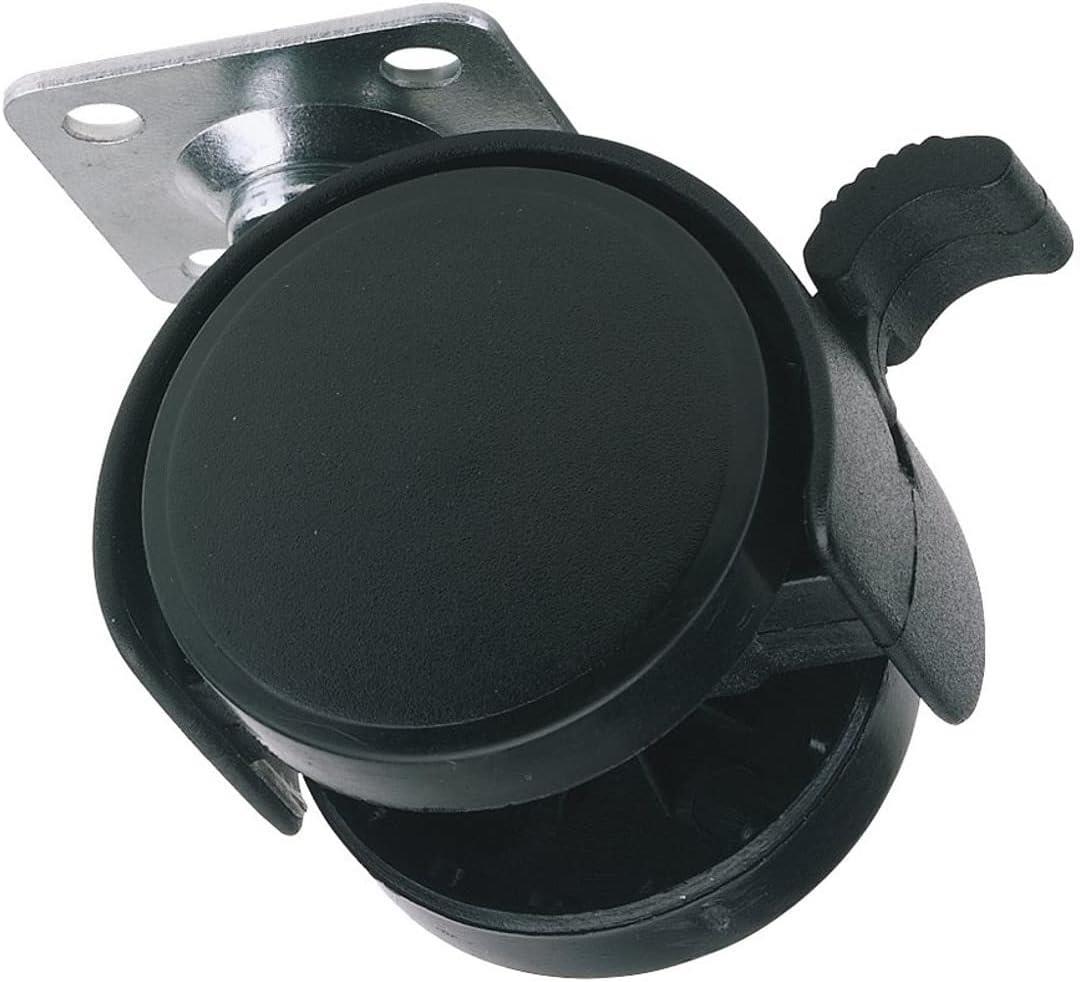 DRAPER 65463 - 40mm Dia. Twin Nylon Castor with Brake - S.W.L 25Kg
