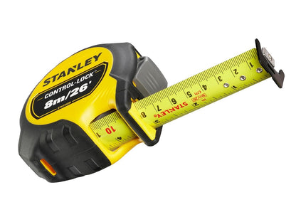 Stanley Control Lock Tape Measure 8m 25mm Heavy Duty Pocket Tape