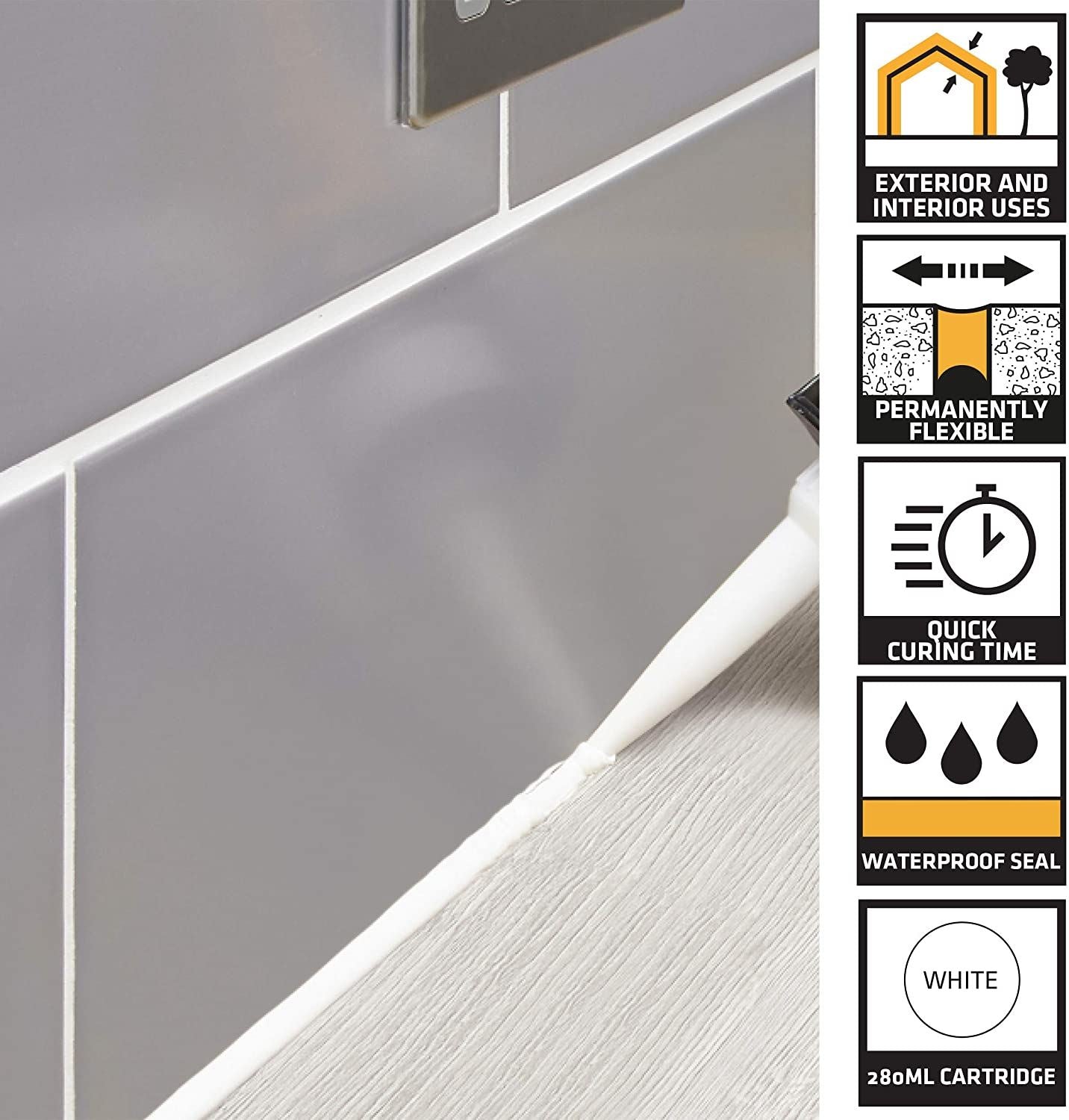 Sika General Purpose Silicone Sealant 310ml Waterproof Flexible Sealant for Kitchens Bathrooms Windows Doors Glazing and General Building Applications