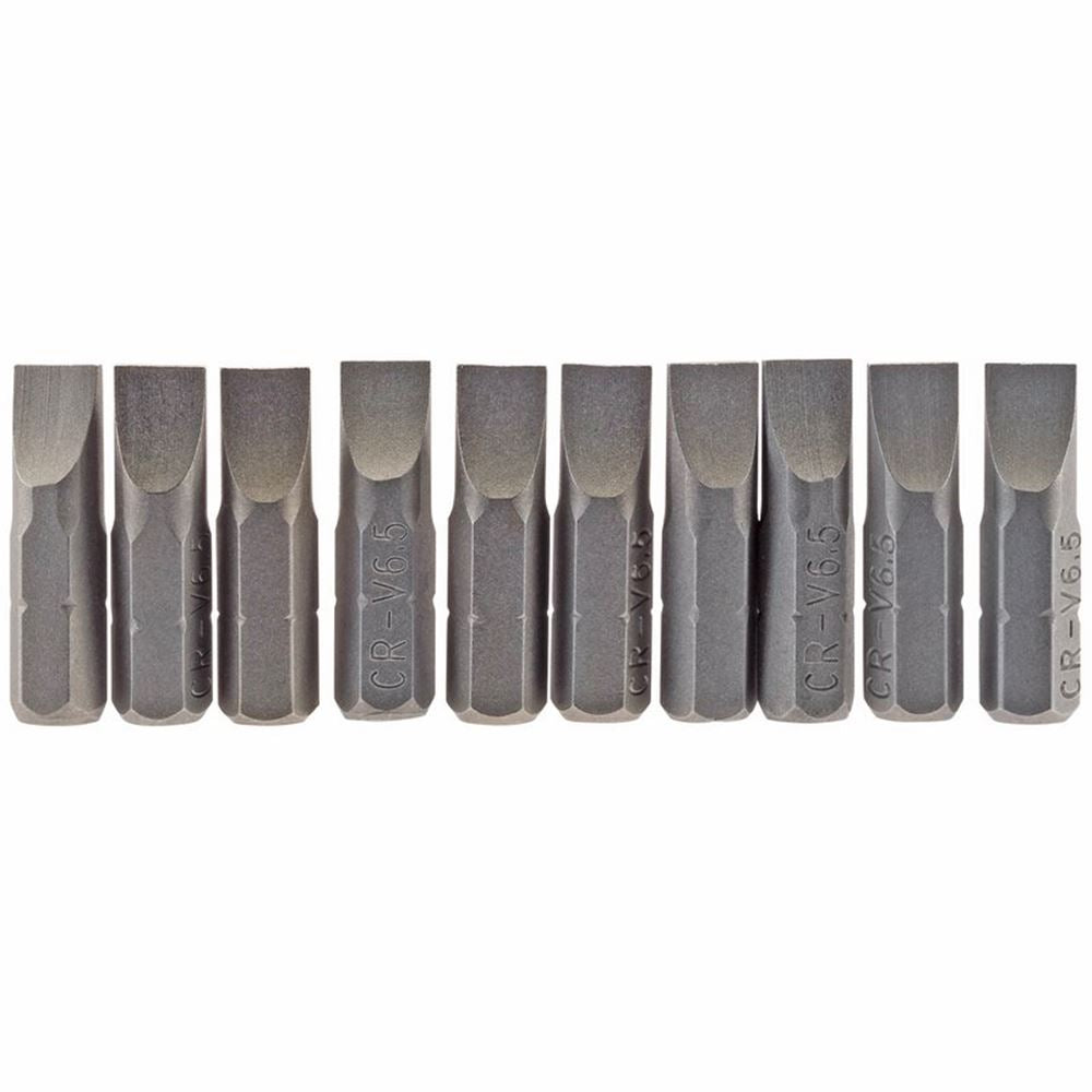 Draper 10PC 25MM 6.5MM P.SLOT.S/D BIT 64034 1/4" Hex. Plain Slot E Shank Insert Bits