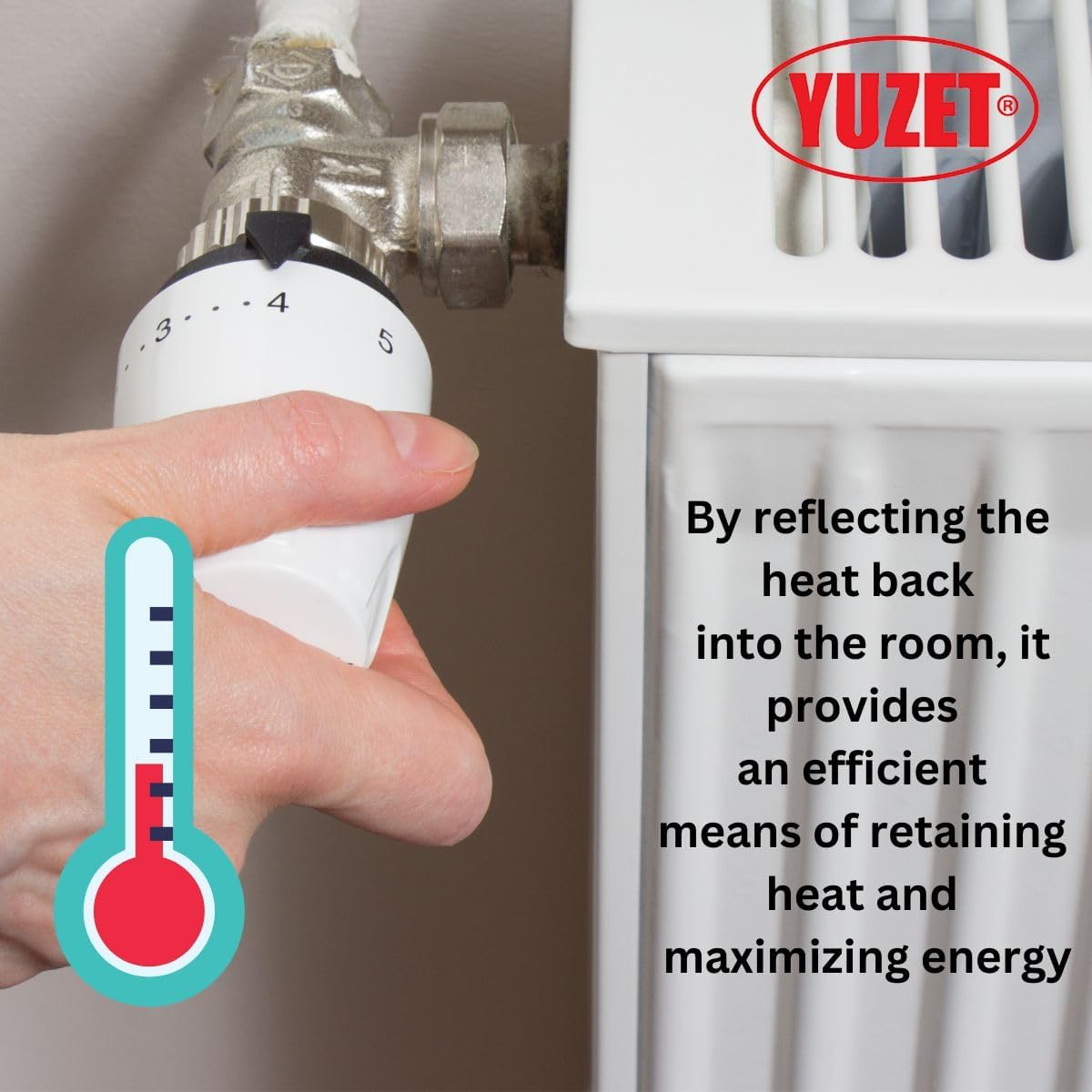 Yuzet Radiator Reflective Insulation Foil Roll – 60cm x 5m Energy-Saving Heat Reflector Behind Radiators