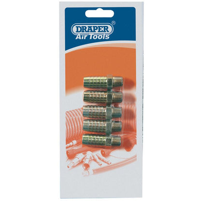 Draper 1/4TAPER X 1/2HOSE CON'TOR 5 25844 1/4" Taper PCL Male Screw Tailpieces Pack of 5