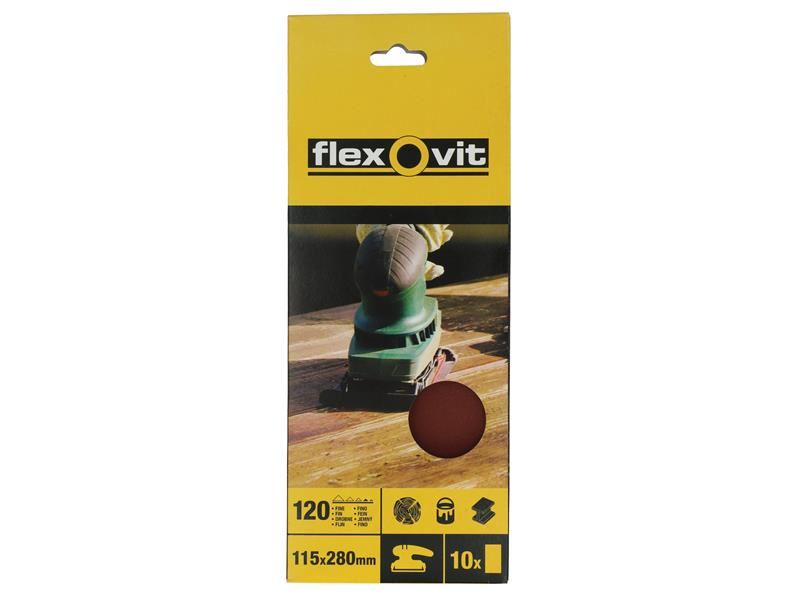 Flexovit 63642526326 1/2 Sanding Sheets Orbital Plain Coarse 50 Grit (Pack 10)