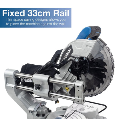 Hyundai HYMS1500E Electric Mitre Saw 1500W 210mm Blade 70mm Cut Sliding 230V Chop Saw Sliding Saw Woodworking Chop Saw
