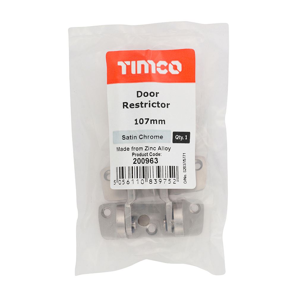 TIMCO Door Restrictor Sat Chrome 107mm Pack 1