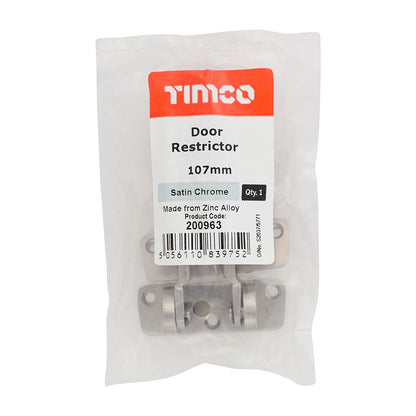 TIMCO Door Restrictor Sat Chrome 107mm Pack 1