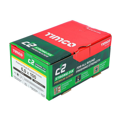 TIMCO C2 Strong-Fix PZ3 CSK ZYP 6.0 x 100 Gold Pack 100