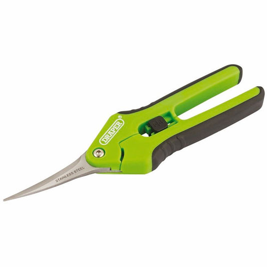 Draper FLOWER PRUNING SHEARS CURVED 73729 Soft Grip Precision Curved Pruning Secateur (165mm)