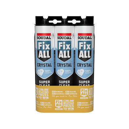 Soudal Fix ALL Promotional 3 pack High Tack Adhesive Sealant Hybrid Polymer Strong Grab 290ml