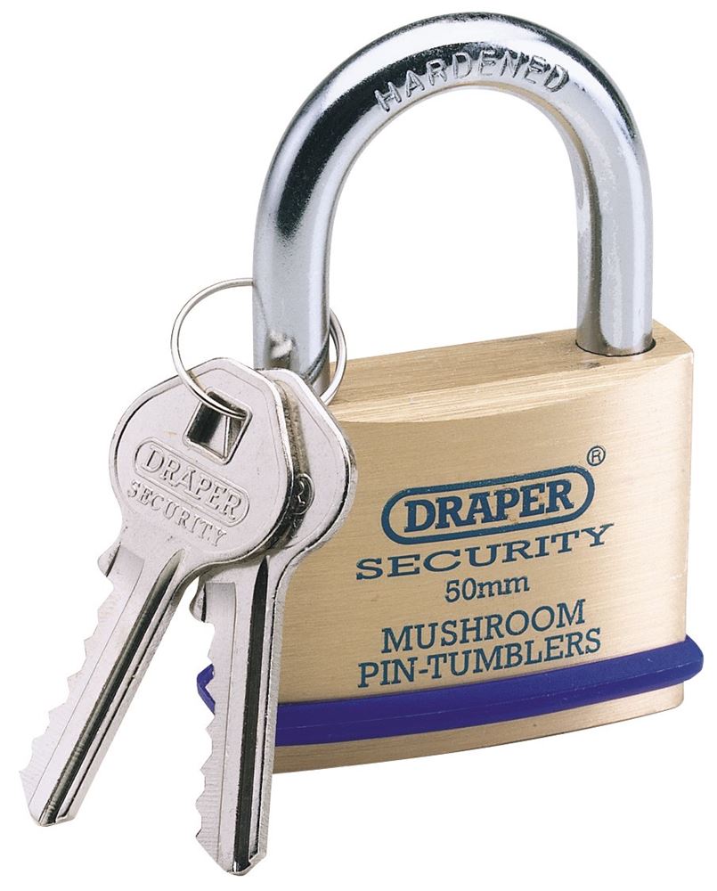 Draper SOLID BRASS PADLOCK 50MM 64162 Solid Brass Padlocks