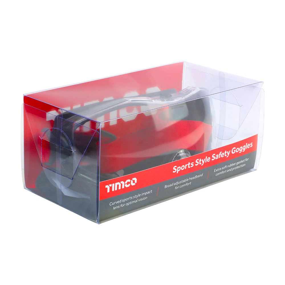 TIMCO Sports Style Safety Goggles Clear Clear Pack 1