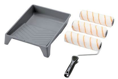 Draper 9" ROLLER TRAY SET - P/MEDIUM Medium Pile Polyester Paint Roller Set with Soft Grip (5 Piece)