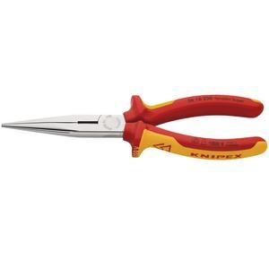 81246 KNIPEX KNIPEX 26 16 200 SBE VDE Snipe Nose Side Cutting Pliers, 200mm VDE Pliers Professional Trade DIY Workshop Garage Use