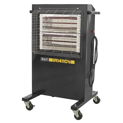 Sealey IR14110V Infrared Cabinet Heater 1.2/2.4kW 110V | 1200/2400W, 110V - 32A, Thermostat, Timer, Adjustable | Powder coated metal cabinet with two