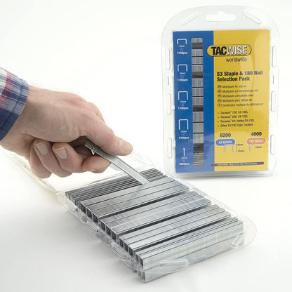 Tacwise 1628 Selection Pack 53/6-12 mm & 180/10 mm Staples & Nails Pack of 10200 – Professional Trade Stapling & Fixing Tool