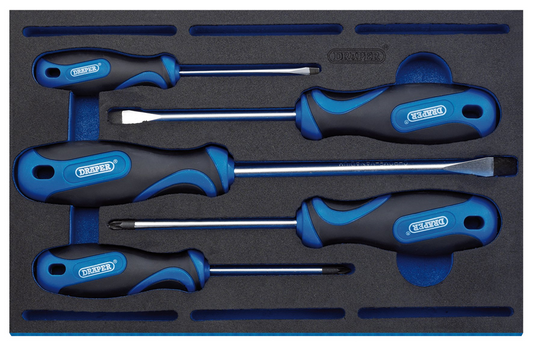 Draper 5PC SCREWDRIVER SET 63400 Soft Grip Screwdriver Set in 1/4 Drawer EVA Insert Tray (5 Piece)