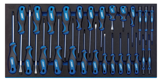 Draper 27PC SCREWDRIVER SET 63406 Soft Grip Screwdriver Set in Full Drawer EVA Insert Tray (27 Piece)