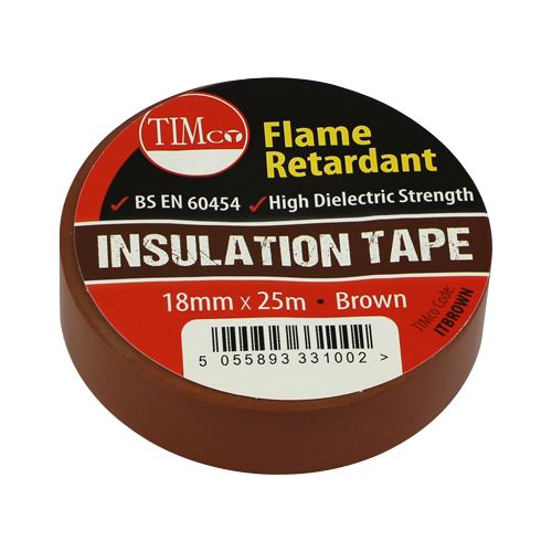 TIMCO PVC Insulation Tape Brown Brown 25m x 18mm Pack 10.0