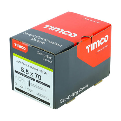 TIMCO Hex Screw W16 S/DRILL No3 EXT 5.5 x 70 Silver Pack 100
