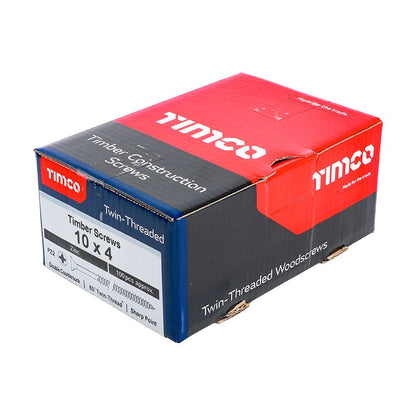 TIMCO Twin Woodscrew PZ2 CSK Zinc 10 x 4 Silver Pack 100