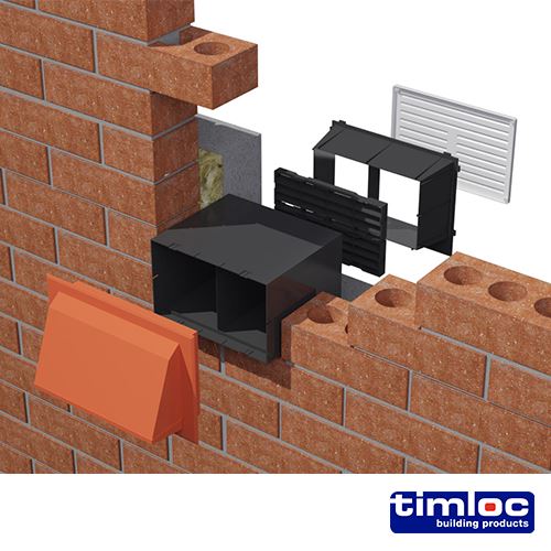 TIMCO Thro-Wall Cav Sleeve Baff Bla 229 x 76 Black Pack 1