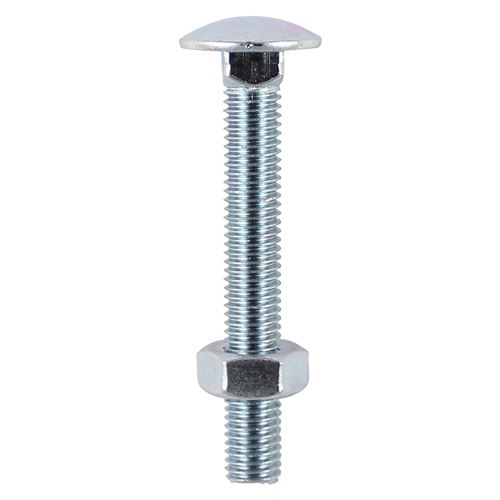TIMCO Carriage Bolt & Hex Nut - BZP M10 x 120 Silver Pack 25