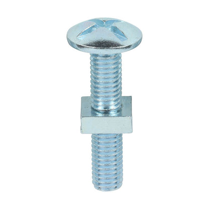 TIMCO Roofing Bolt & SQ Nut Zinc M8 x 40 Silver Pack 100