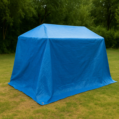 Heavy Duty Blue Waterproof Tarpaulin Sheet Cover for Camping, Garden, Roof & Building Site