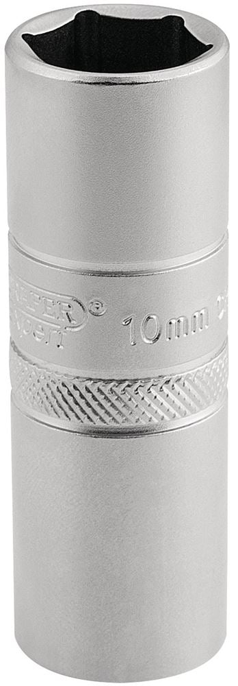 Draper 10MM SPARK PLUG SCKET 1/2PCKD 16781 1/2" Sq. Dr. Spark Plug Sockets (Micro Satin Chrome)