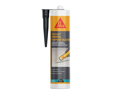 Sika Everbuild General Purpose Silicone Sealant Black 260ml 12 Pack Waterproof Flexible Mould Resistant Seal for Baths Showers Sinks and Worktops
