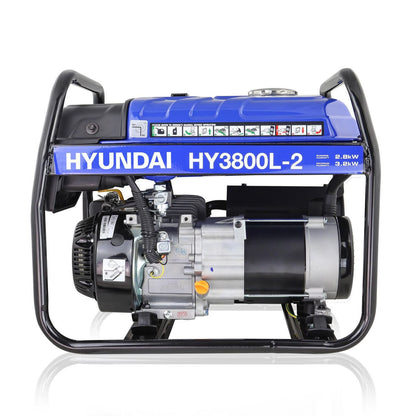 Hyundai HY3800L-2 Petrol Generator 3.2kW 4kVA Recoil Start Portable Site Power Backup Power Portable Backup Site Power