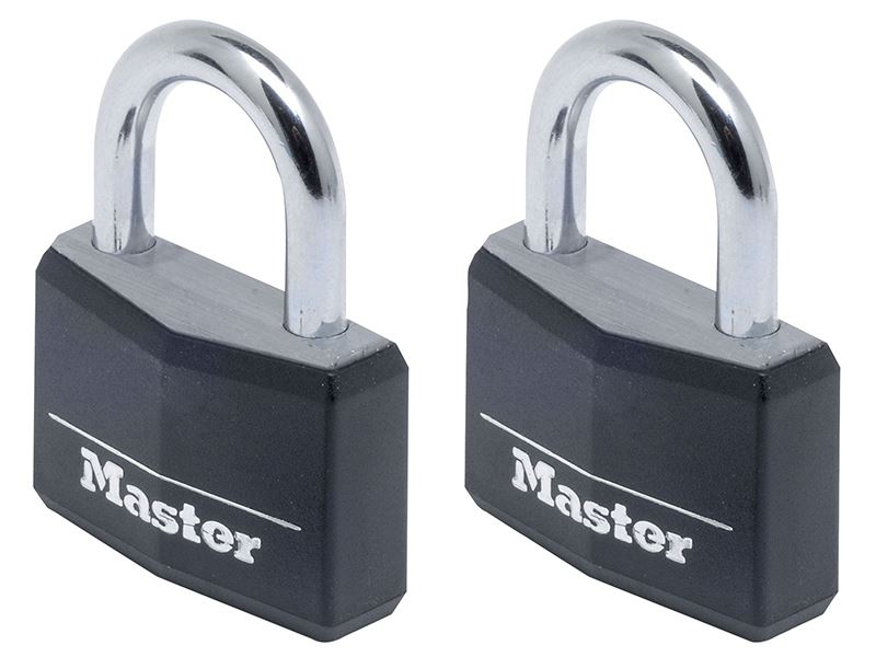 MasterLock 9140EURTBLK Aluminium Black Vinyl Cover 40mm Padlock 4-Pin - Keyed Alike x 2