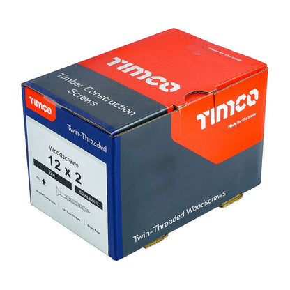 TIMCO Twin Woodscrew PZ3 CSK Zinc 12 x 2 Silver Pack 200