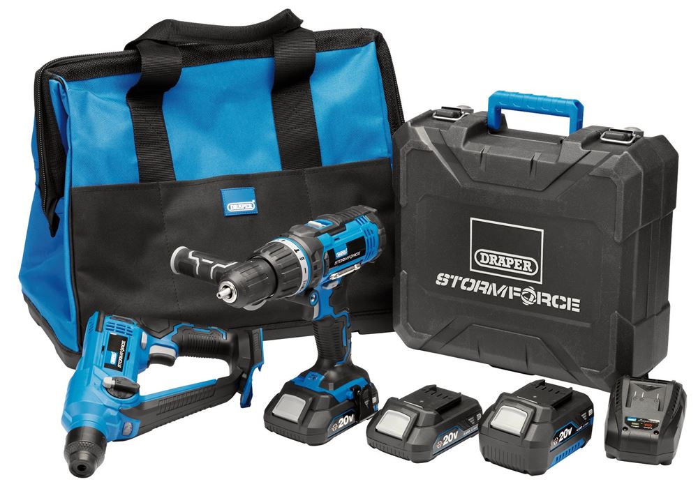 40429 Draper Storm Force Storm Force 20V Cordless Kit (7 Piece) PTK20VTWPK Power Tool Kits Professional Trade DIY Workshop Garage Use