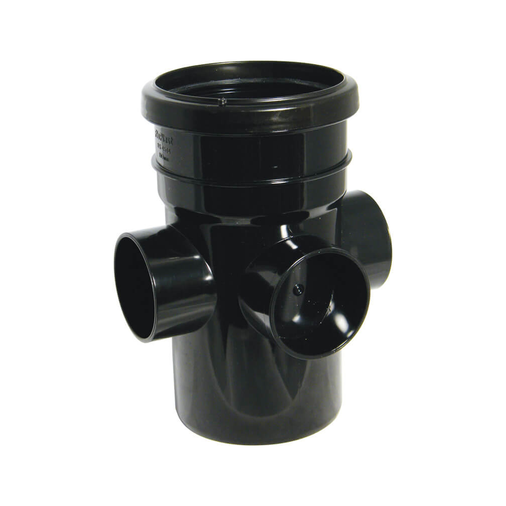 FLOPLAST RING-SEAL BOSS PIPE (SOCKET/SPGT);4" SOIL/110 BK