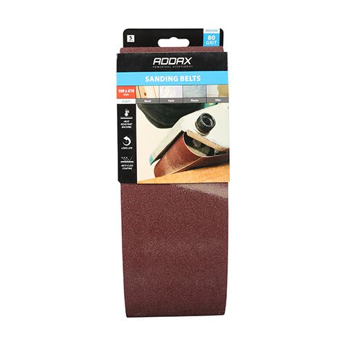 TIMCO Sanding Belts P80 100 x 610mm Red Pack 5