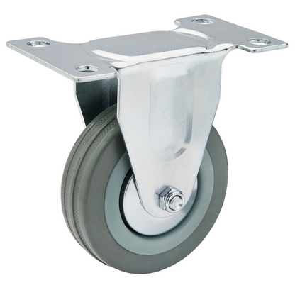 Draper RUBBER CASTOR FIXED-75MM DIA 65477 Rubber Wheeled Fixed Plate Castors
