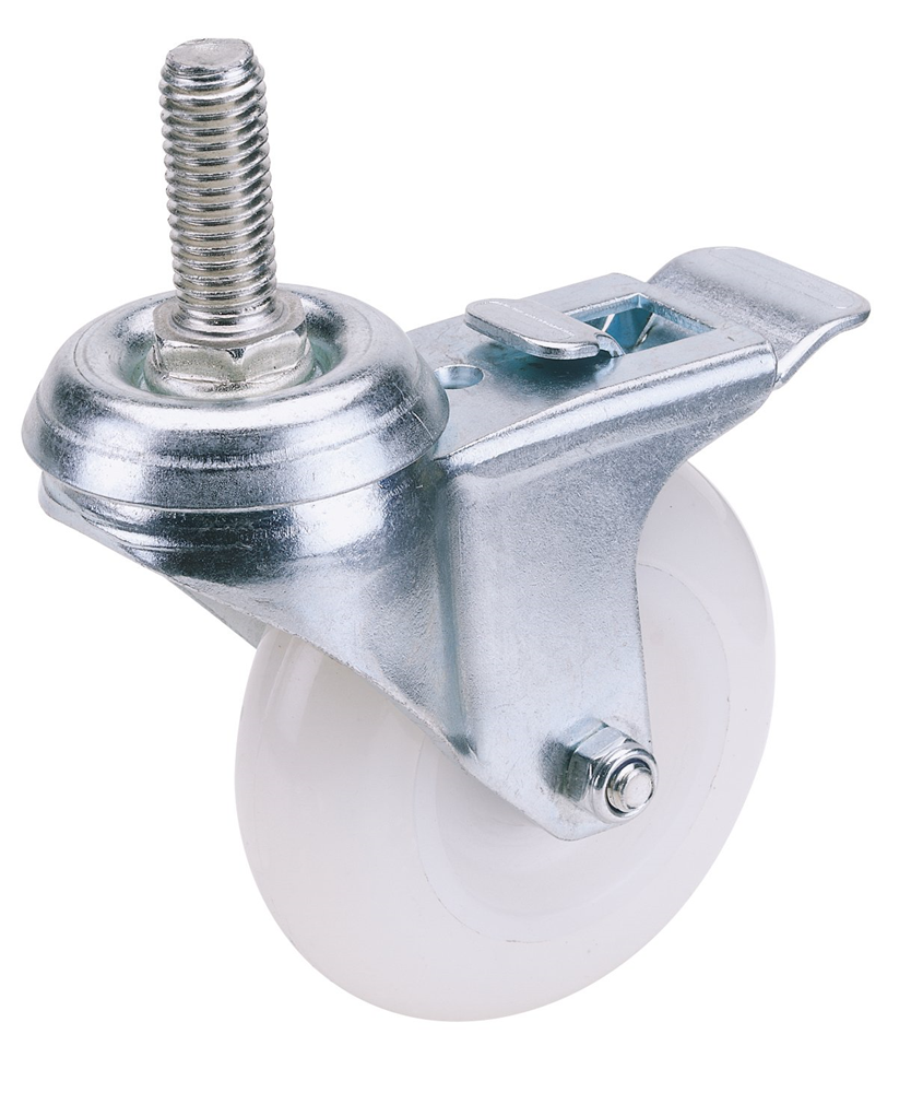 Draper NYLON CAST.BOLT/BK.-75M DIA 65501 Nylon Wheeled Swivel Bolt Castors with Brake
