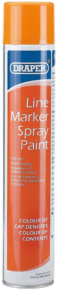 Draper 750ML LINEMARKER ORANGE 41912 750ml Line Marker Spray Paint
