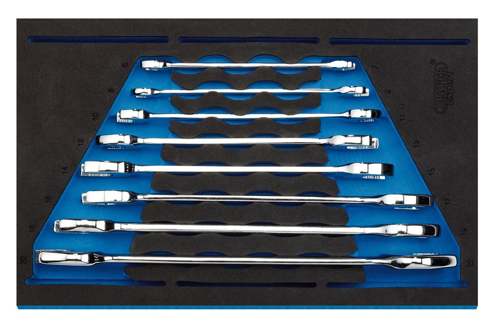 Draper 8PC OPEN END SPANNER SET 63524 Open Ended Spanner Set in 1/4" Drawer EVA Insert Tray (8 Piece)