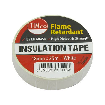 TIMCO PVC Insulation Tape White White 25m x 18mm Pack 10.0