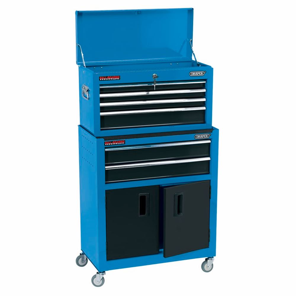 Draper 19563 Blue Roller Cabinet & Tool Chest Combo Lockable Garage Storage
