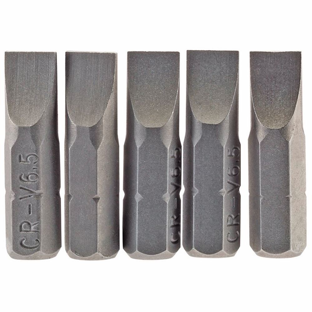 Draper 5PC 25MM 6.5MM P.SLOT.S/D BIT 64012 1/4" Hex. Plain Slot E Shank Insert Bits