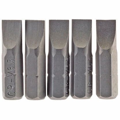 Draper 5PC 25MM 6.5MM P.SLOT.S/D BIT 64012 1/4" Hex. Plain Slot E Shank Insert Bits