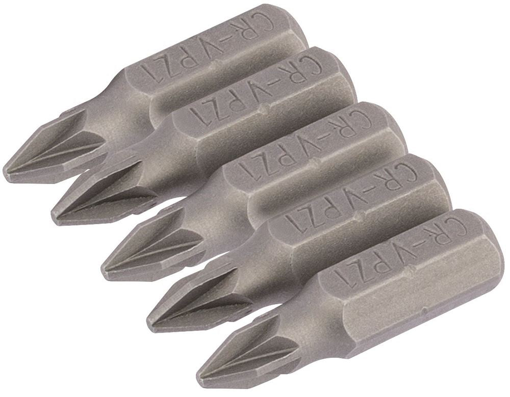 Draper 5PC 25MM NO1 PZ.S/D.BIT 64014 1/4" Hex. PZ TYPE E Shank Insert Bits