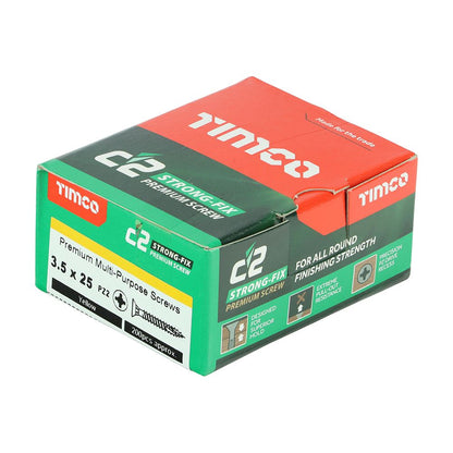 TIMCO C2 Strong-Fix PZ2 CSK ZYP 3.5 x 25 Gold Pack 200