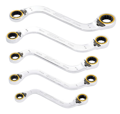 Draper 5PC S RATCHET SPANNER SET 03947 HI-TORQÂ® Double Ring Ratchet S-Shape Spanner Set (5 Piece)